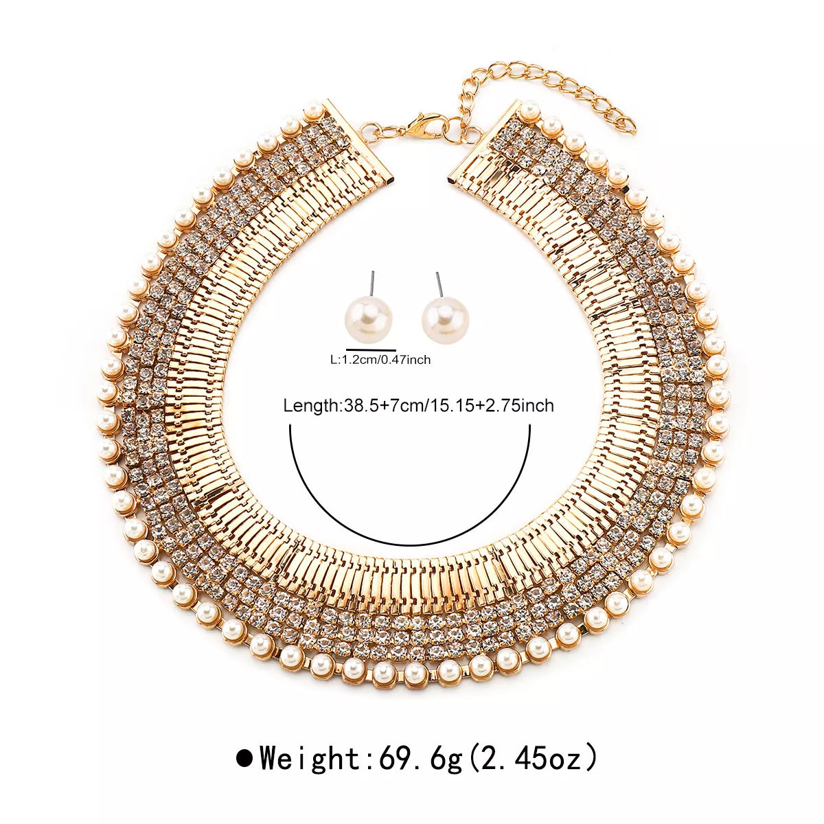 Pearl Earrings and Necklace Jewelry Set -
