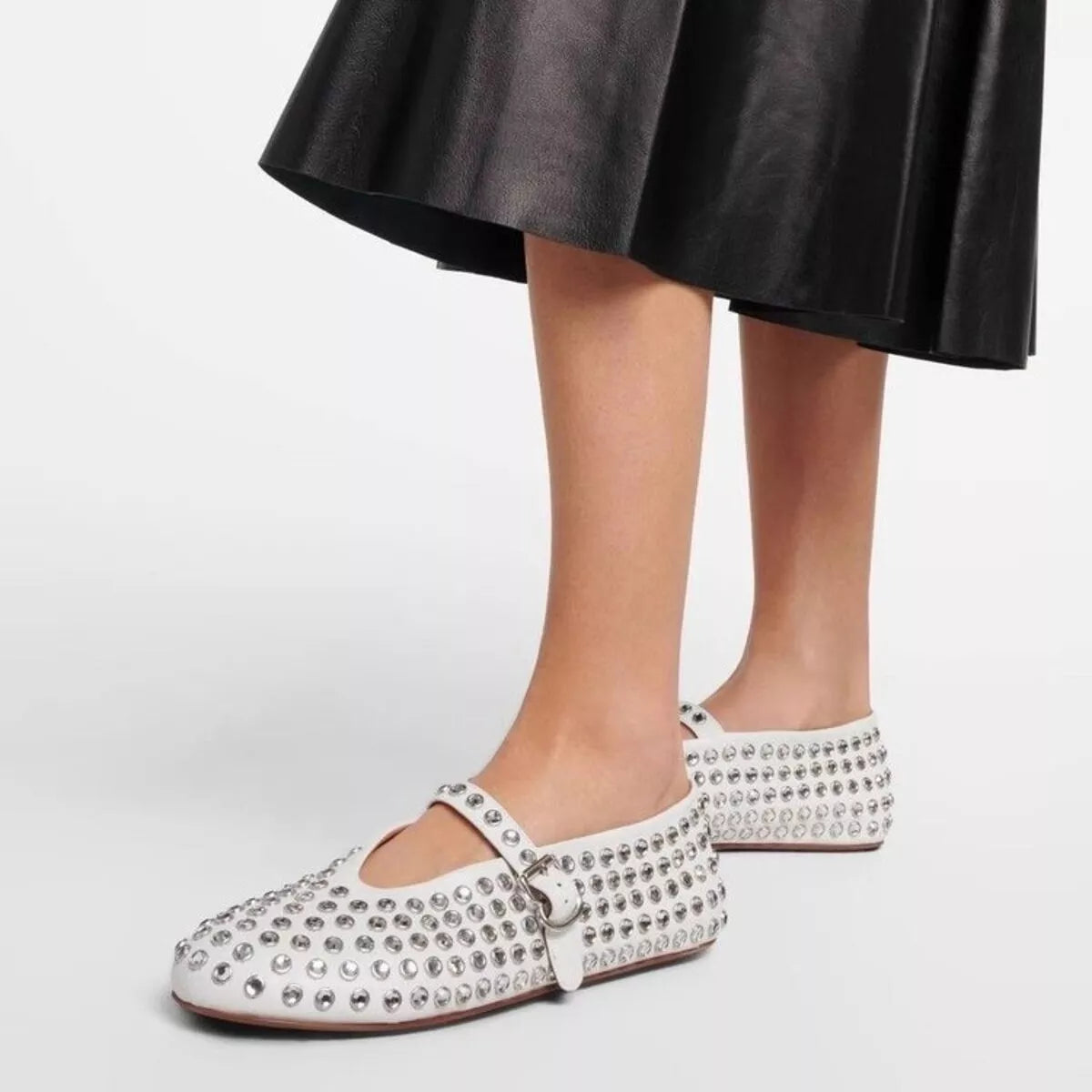 Studded Round Toe Slip-Ons -