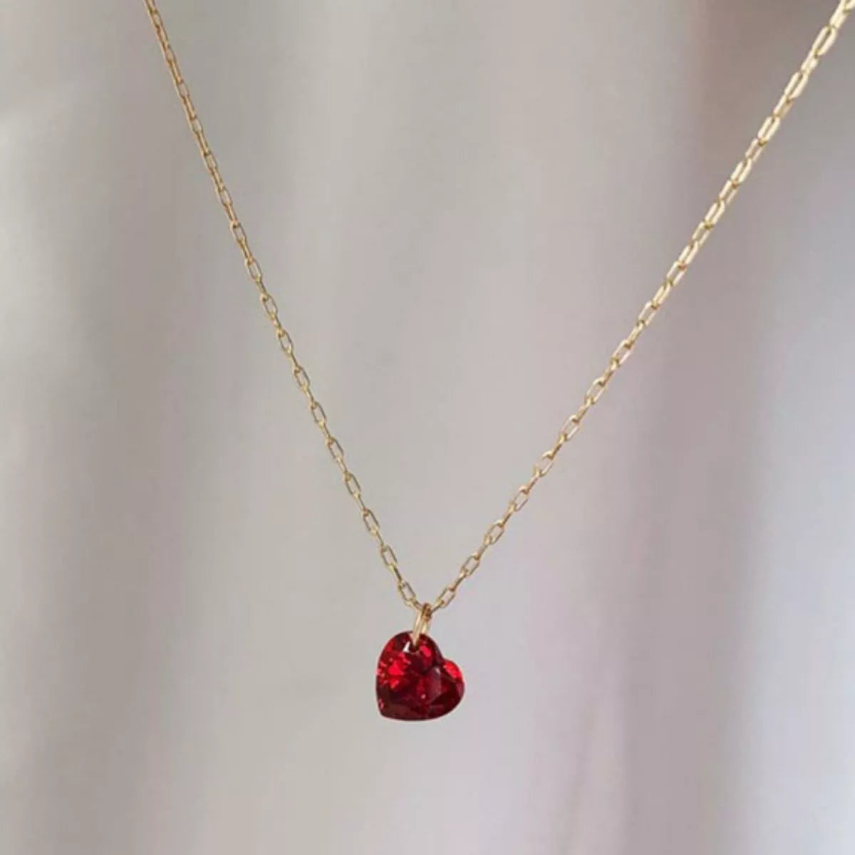Sterling Silver Zircon Heart Necklace -