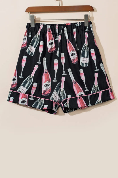 Champagne Print Short Sleeve Top and Shorts Set -