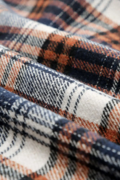 Plaid Button Up Long Sleeve Hooded Jacket -