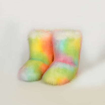 Thermal Fuzzy Platform Boots - Multicolor