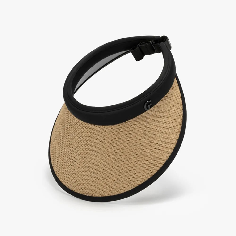 Solid Adjustable Weave Visor - Camel One Size