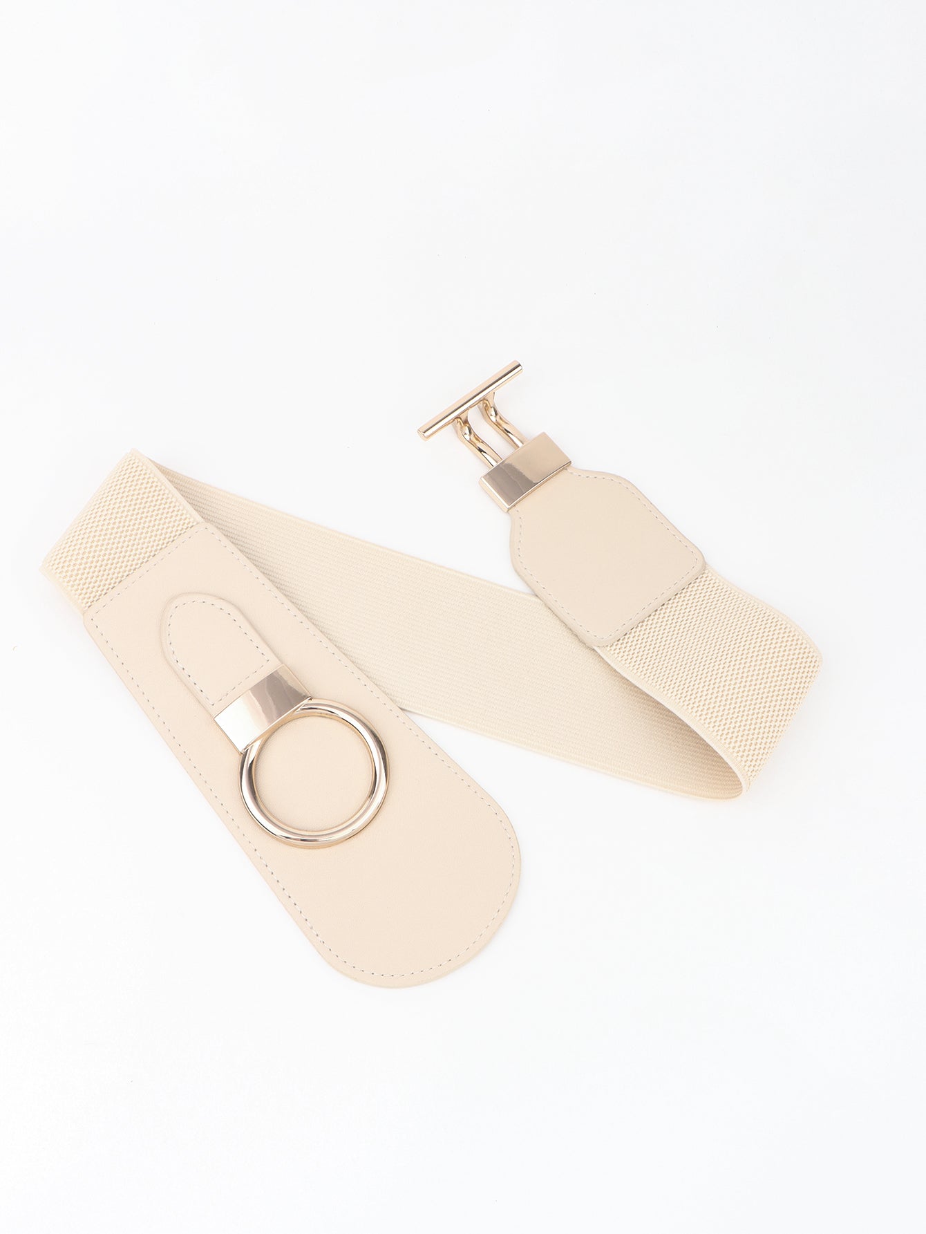 PU Elastic Wide Belt with Alloy Buckle -
