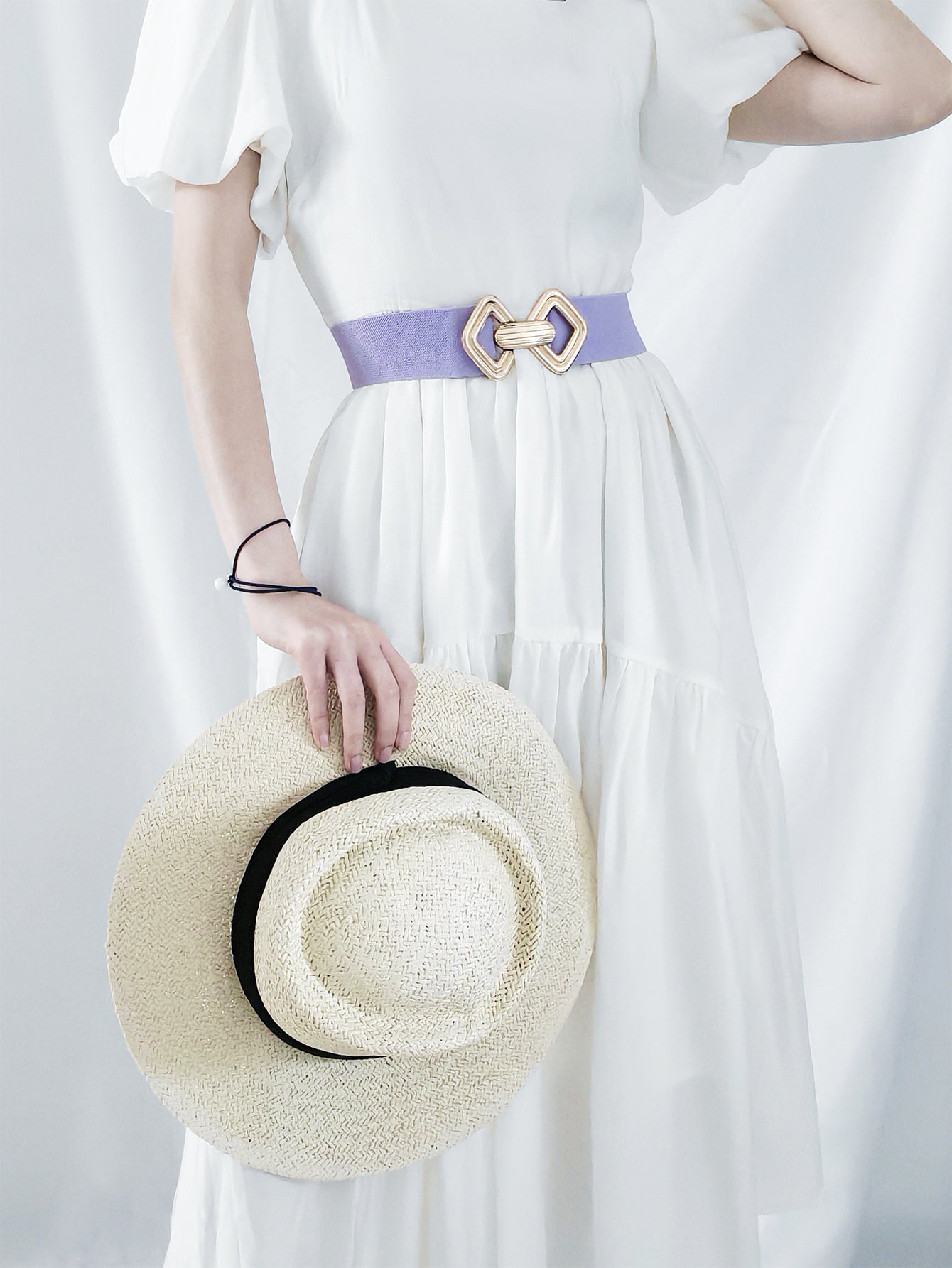 Geometric Buckle Elastic Wide Belt -