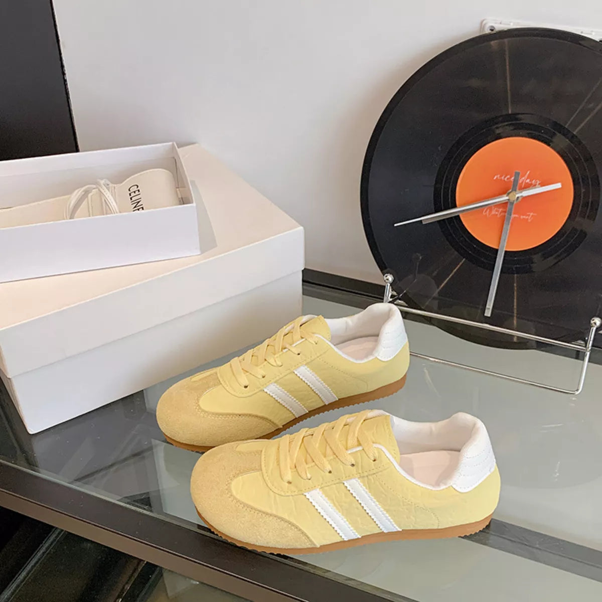 Striped Lace Up Casual Sneakers -