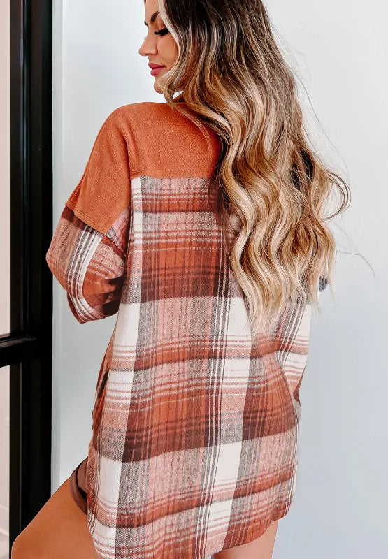 Plaid Button Up Long Sleeve Jacket -