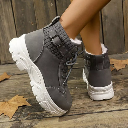 Plush Lining Lace Up Boots -