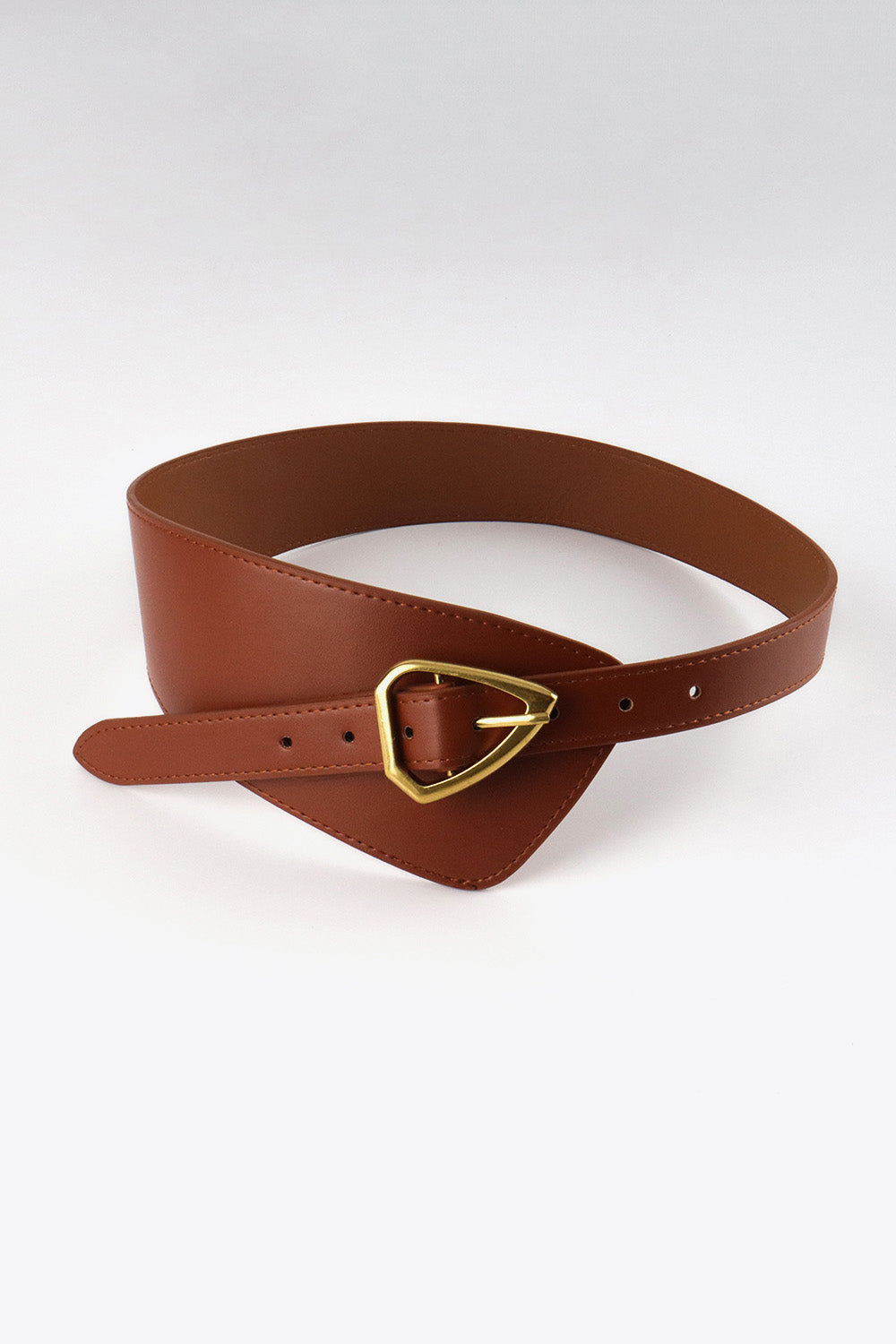 Irregular PU Leather Belt - Brown One Size
