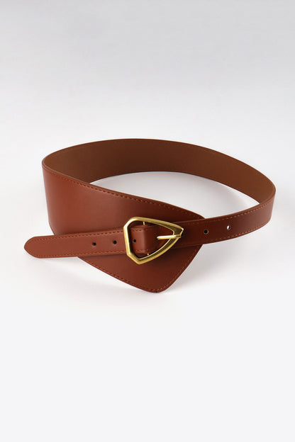 Irregular PU Leather Belt - Brown One Size