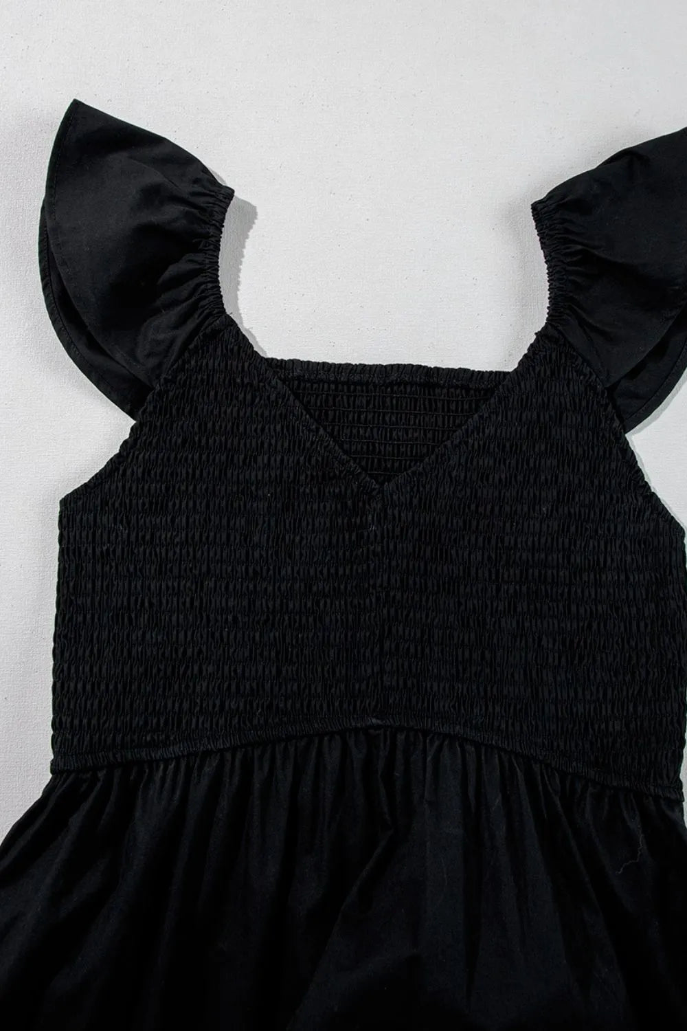 V-Neck Cap Sleeve Smocked Maxi Dress -