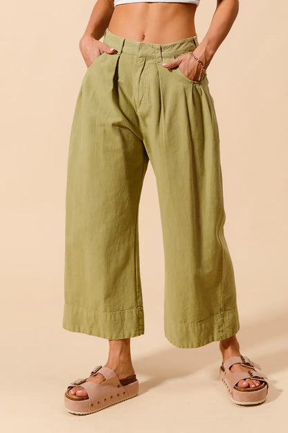 Mid Rise Wide Leg Chino Pants -