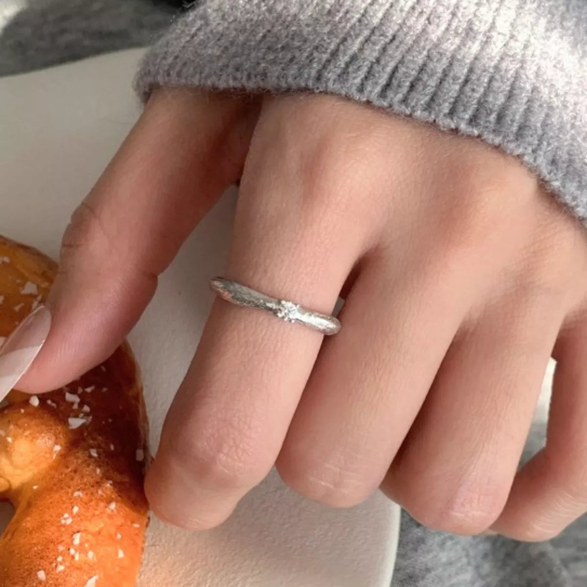 Sterling Silver Zircon Ring -