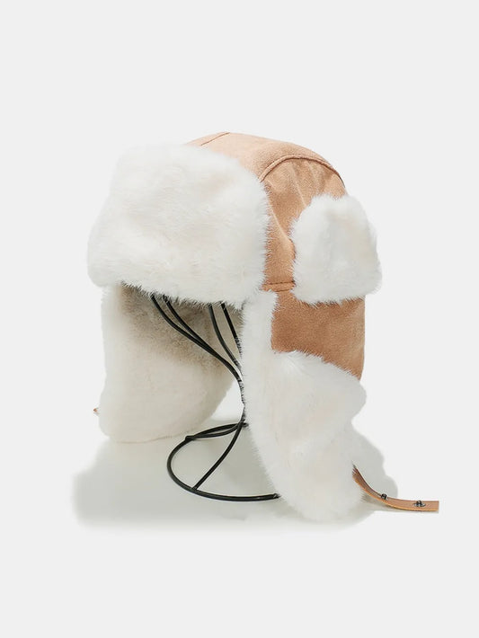 Thermal Fuzzy Earmuffs Winter Hat - Camel One Size