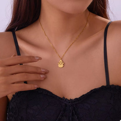 Ghost Pendant Necklace - Gold One Size