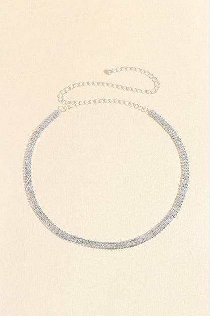 Rhinestones Alloy Belt - Silver One Size