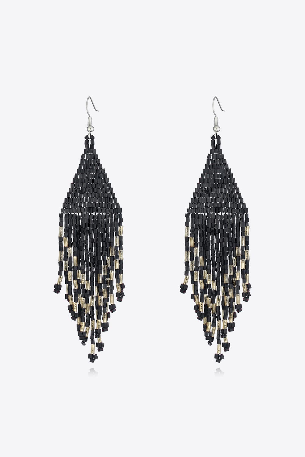 Beaded Dangle Earrings - Black One Size