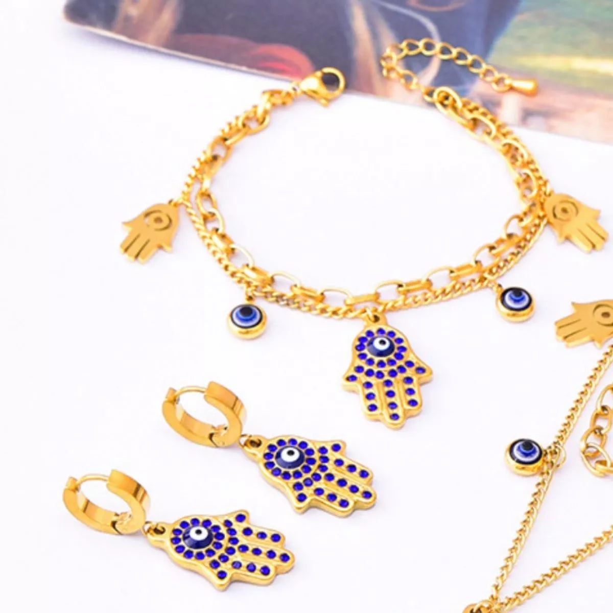 Gold-Plated Hand Charm Jewelry Set -