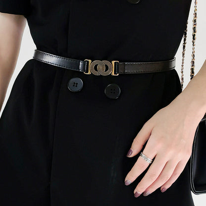 Alloy Buckle PU Belt - Black One Size