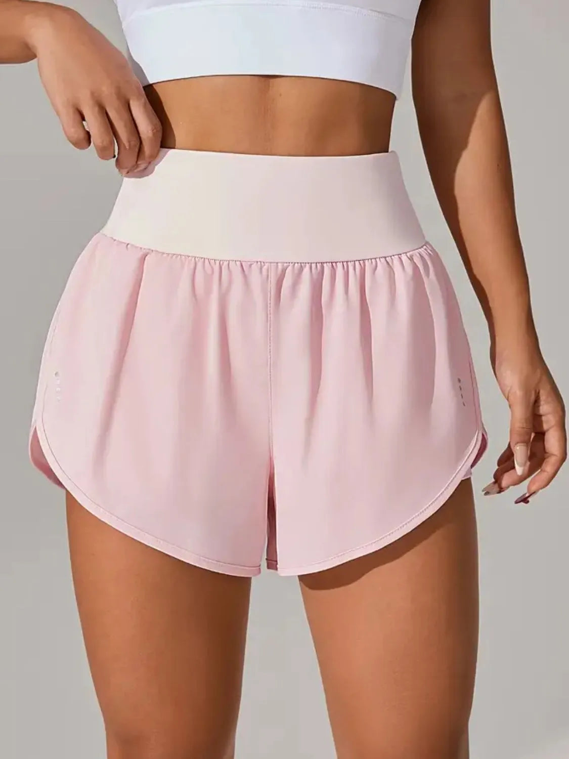 Pocketed High Waist Active Shorts - Blush Pink