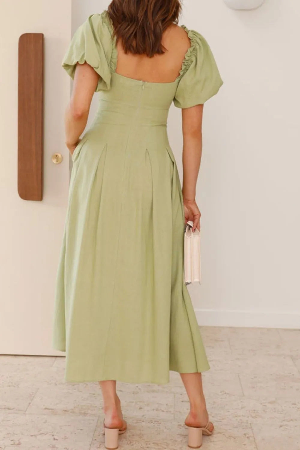 Sweetheart Neck Puff Sleeve Dress -