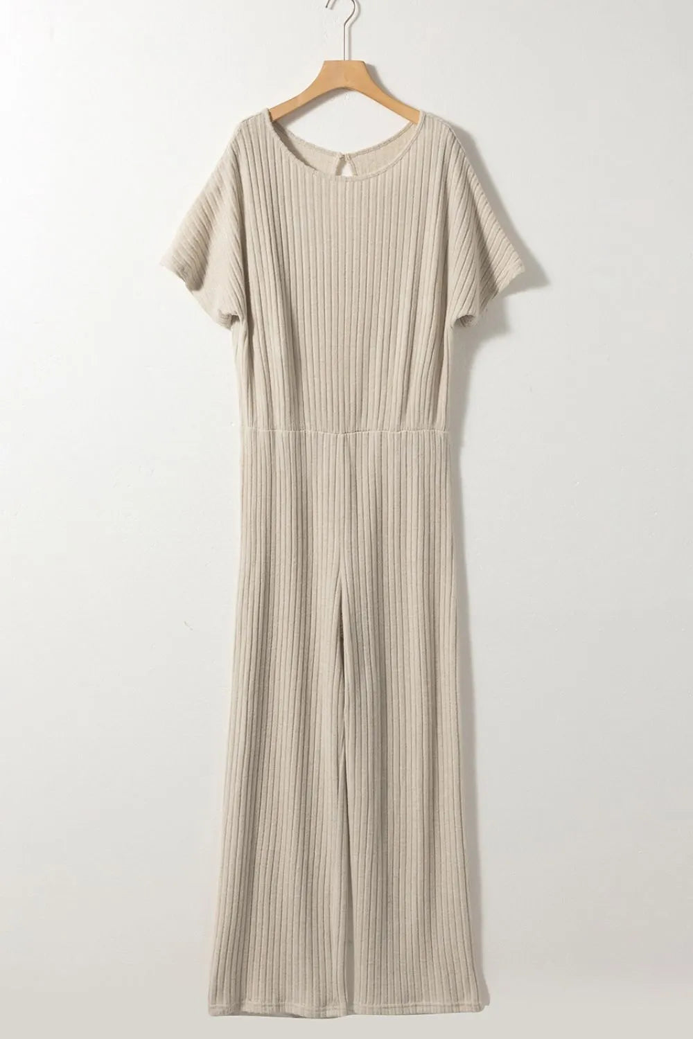 Ribbed Knit Wide Leg Jumpsuit -