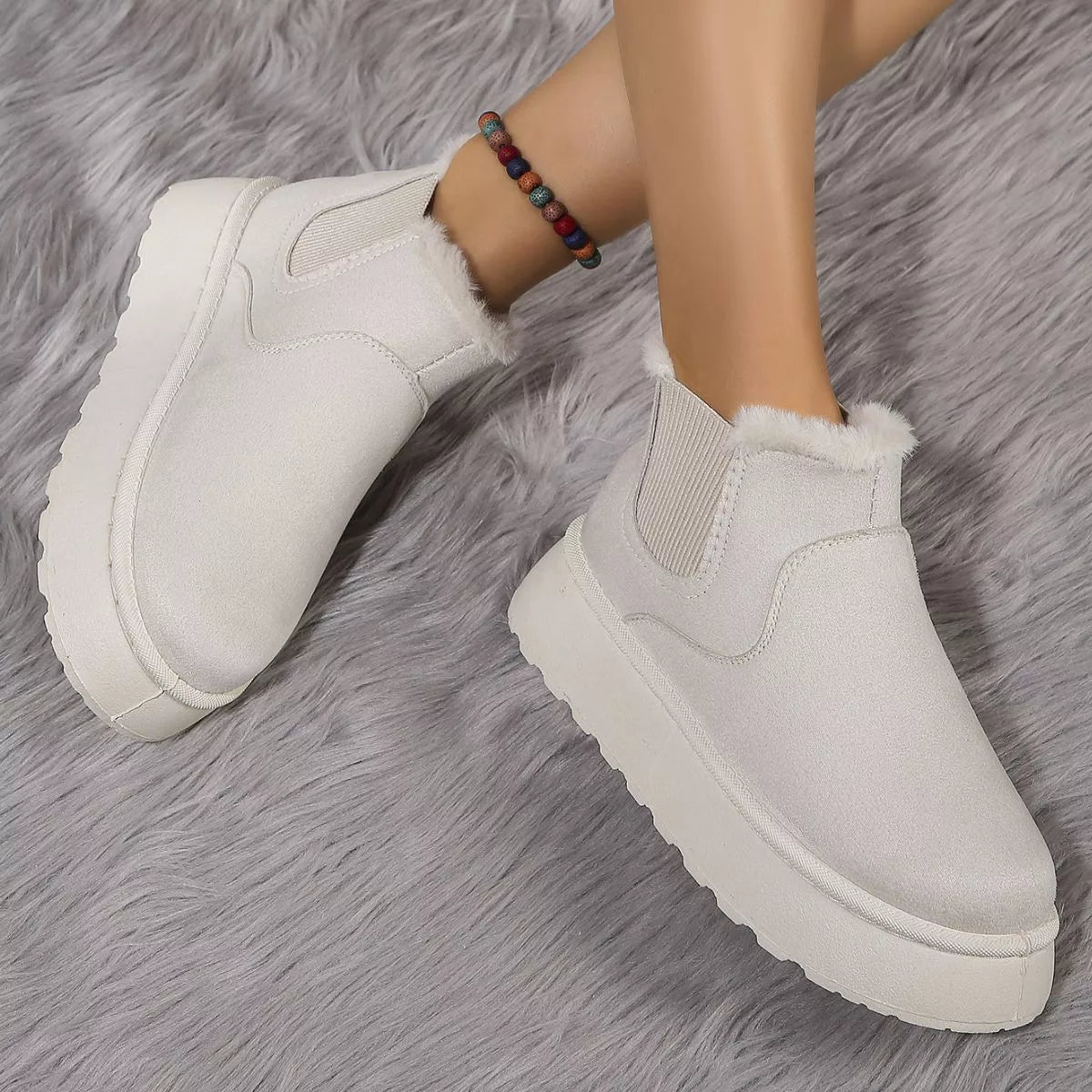 Round Toe Platform Ankle Boots -