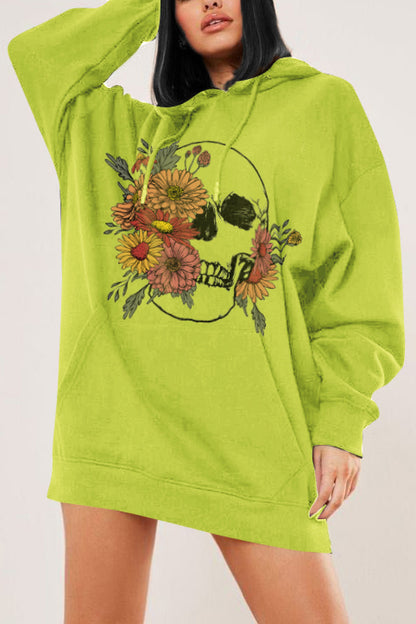 Floral Skull Graphic Hoodie