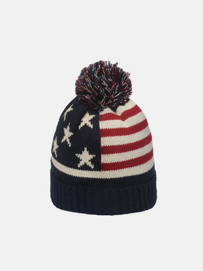 Roll Rim US Flag Knit Hat - Style C One Size