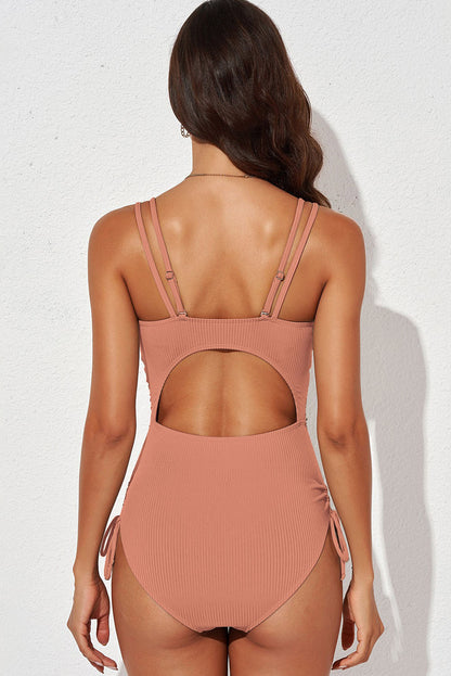 Tied Cutout Plunge One-Piece Swimsuit -