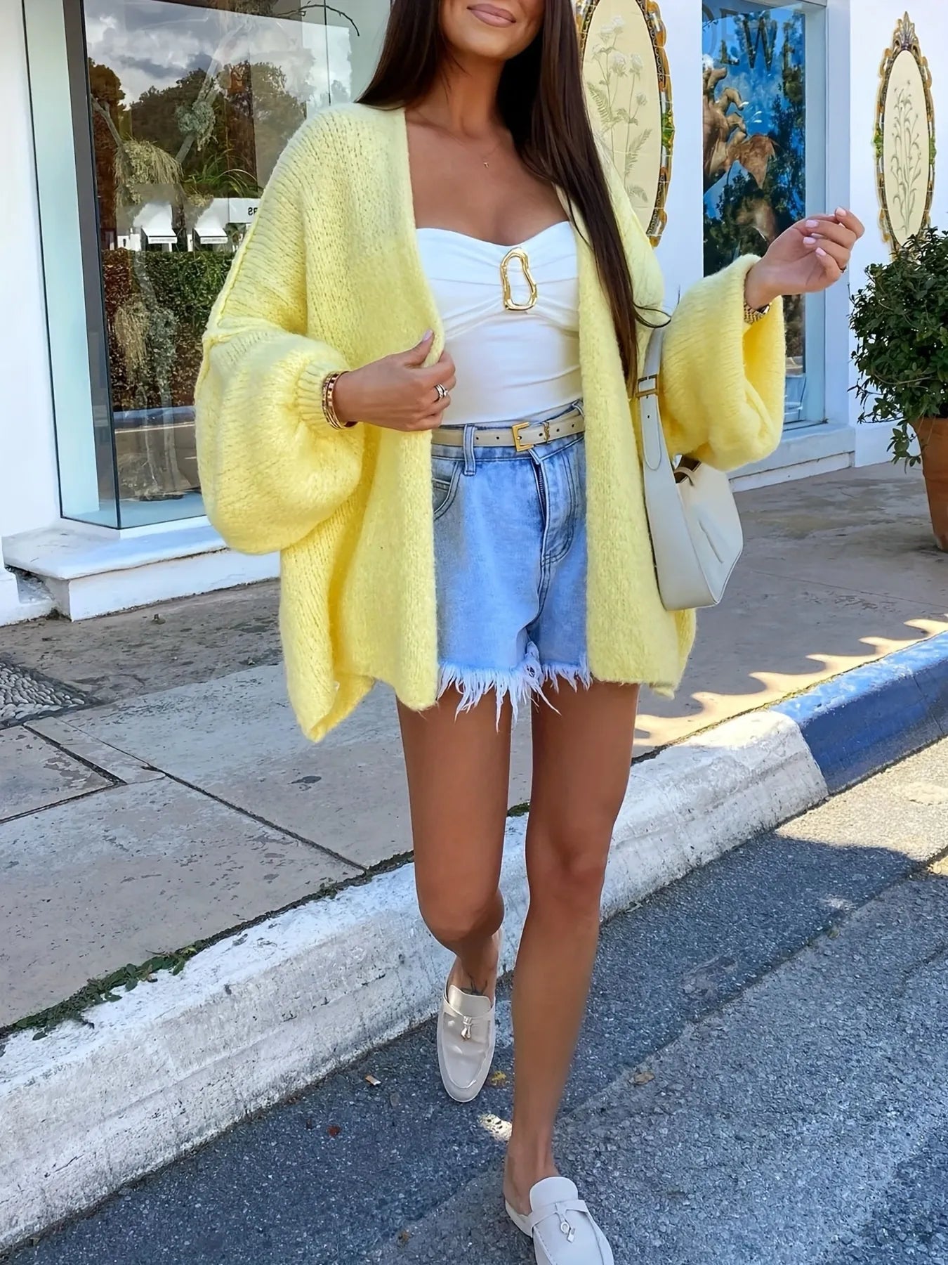 Open Front Long Sleeve Cardigan -