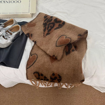 Leopard Heart Warm Scarf -