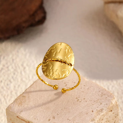 Hammered Disc Open Ring -