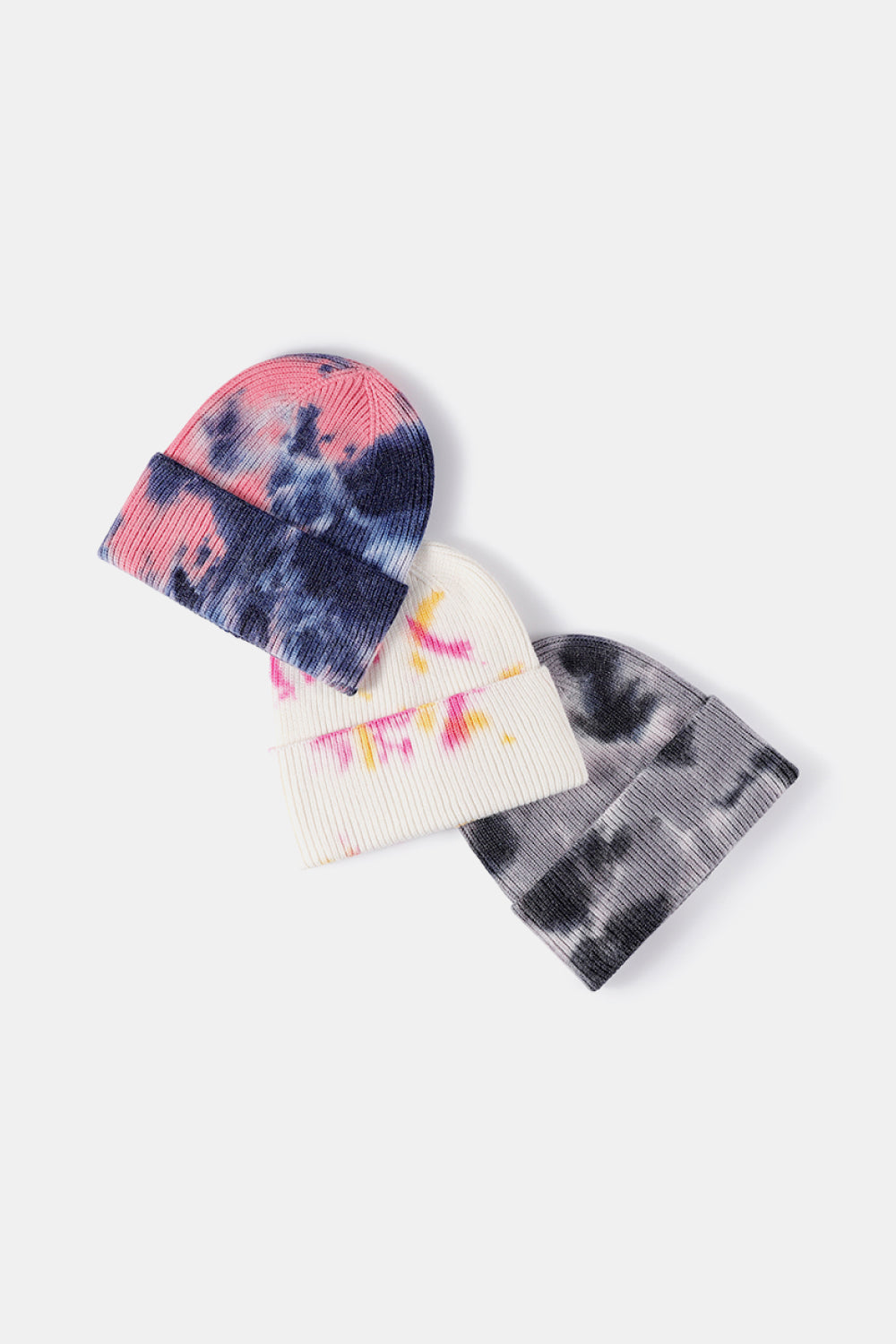 Tie-Dye Cuffed Rib-Knit Beanie Hat -