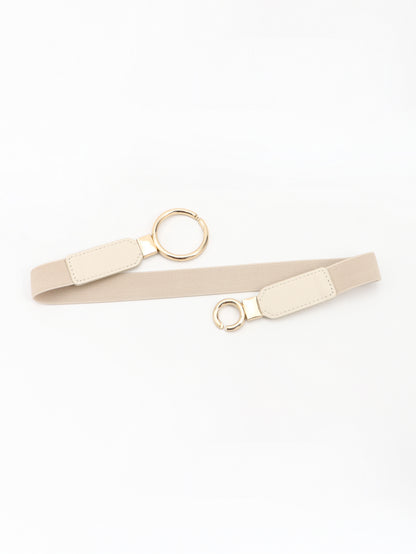 Double Ring Buckle Elastic PU Belt -