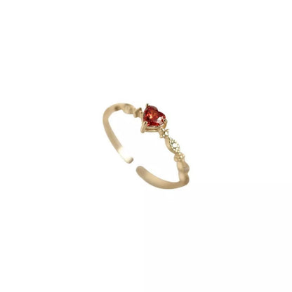925 Sterling Silver Zircon Heart Open Ring -