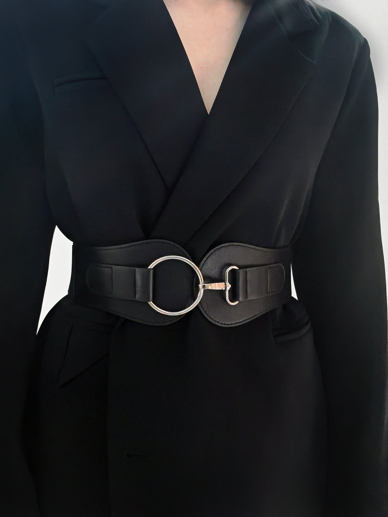 PU Elastic Wide Belt - Black One Size