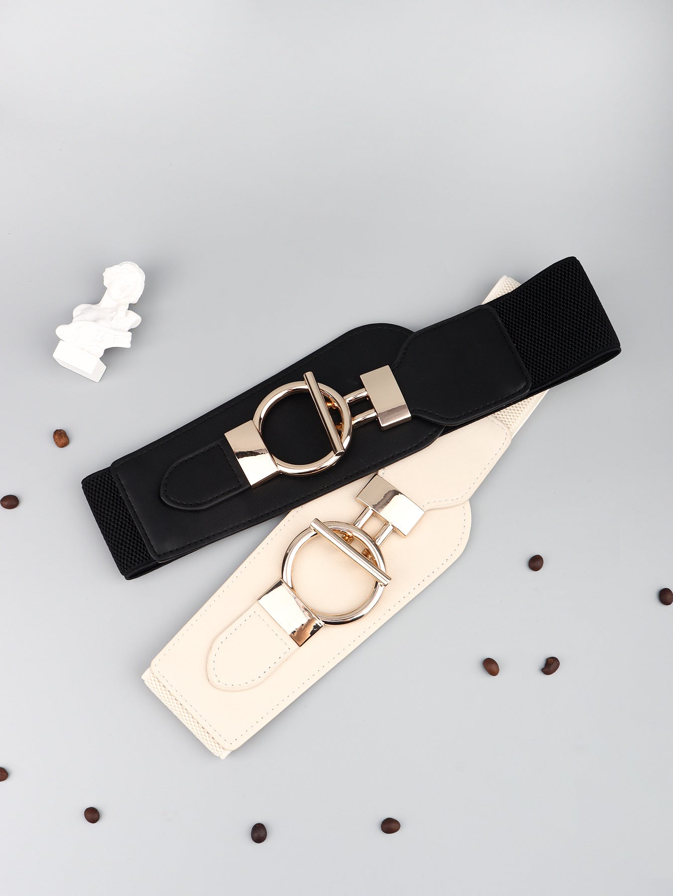 PU Elastic Wide Belt with Alloy Buckle -