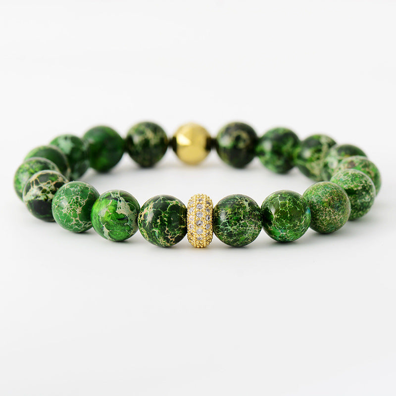 Natural Stone Beaded Bracelet - Green One Size