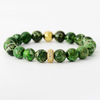 Natural Stone Beaded Bracelet - Green One Size