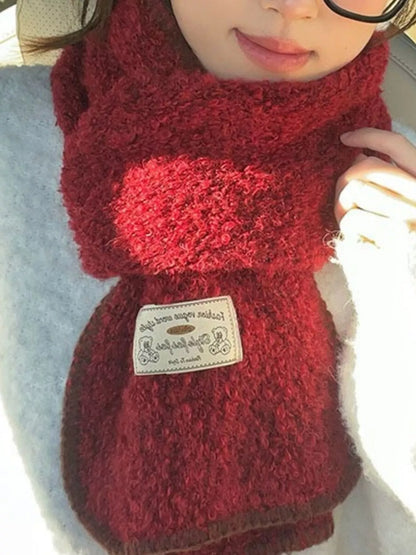 Contrast Trim Plush Winter Scarf -