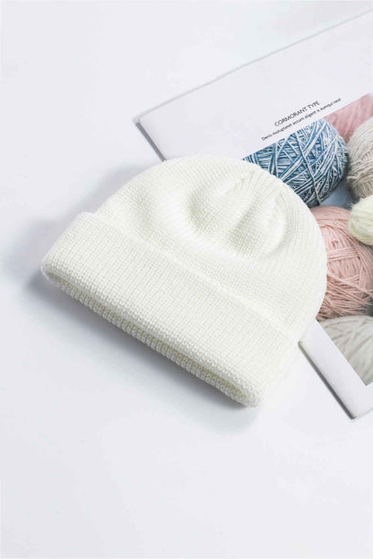 Cozy Rib-Knit Cuff Beanie - White One Size