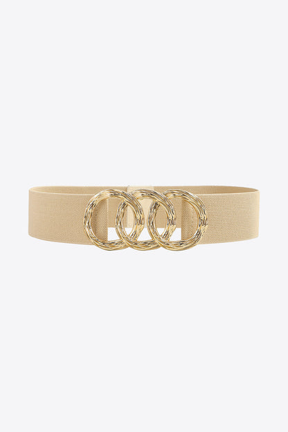 Buckle Elastic Wide Belt - Tan One Size