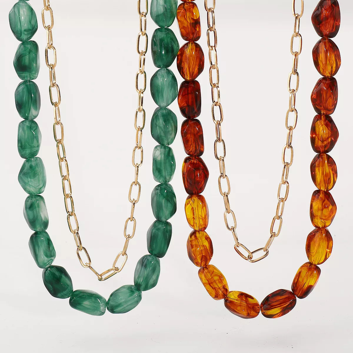 Colorful Beaded Chain Necklace -