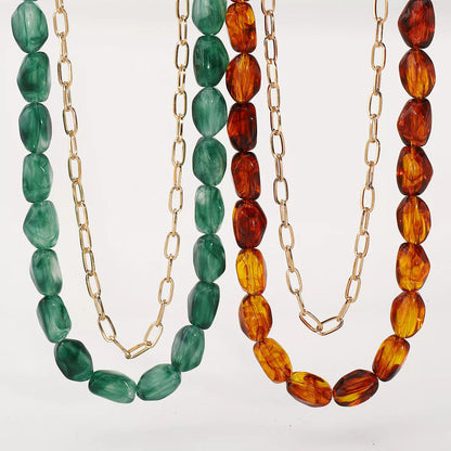 Colorful Beaded Chain Necklace -