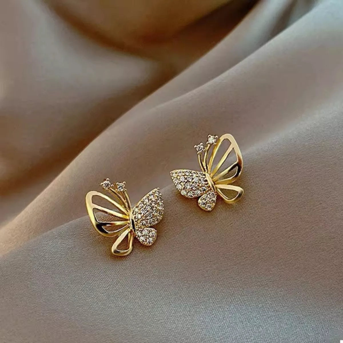 Butterfly Stud Earrings - Gold One Size