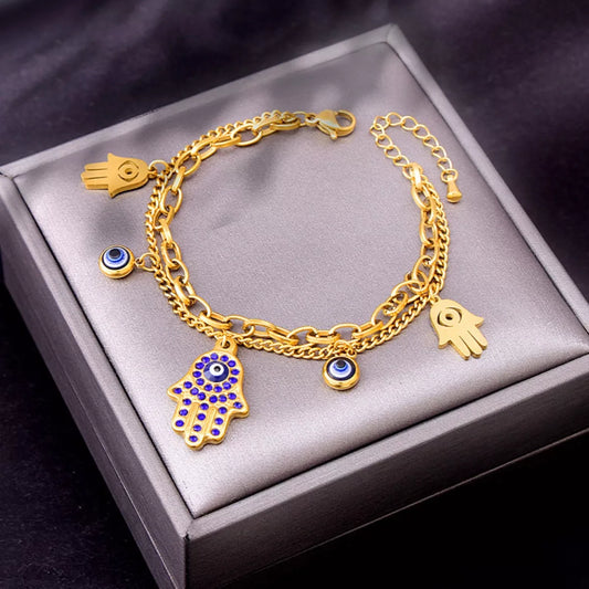Gold-Plated Hand Charm Jewelry Set - Gold One Size