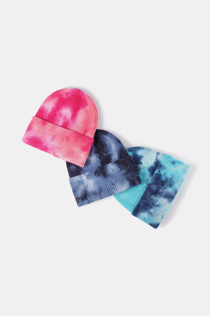 Tie-Dye Cuffed Rib-Knit Beanie Hat -