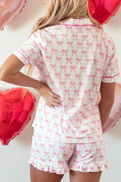 Bow Shirt and Shorts Lounge Set -
