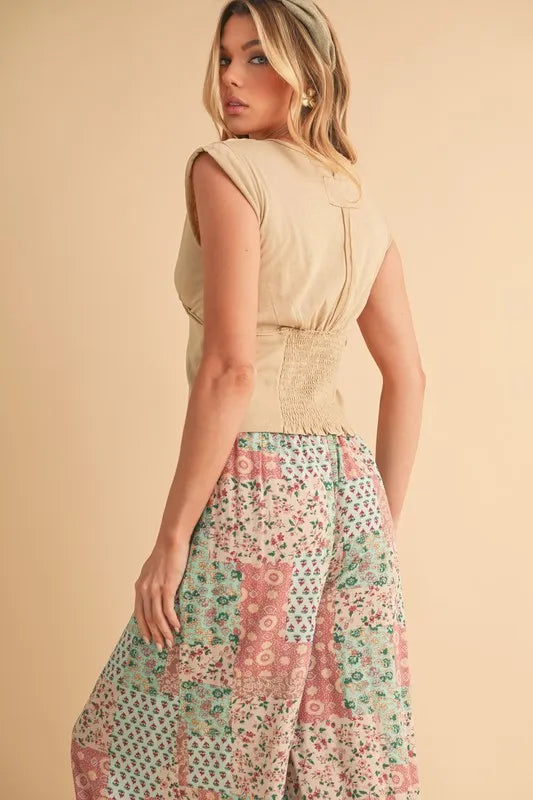 Printed Wide Leg Pants -